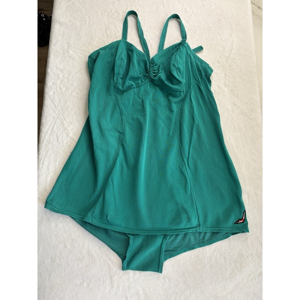Vintage 1950s Jantzen Green Swimsuit Pin Up Bathing Suit Womens 42